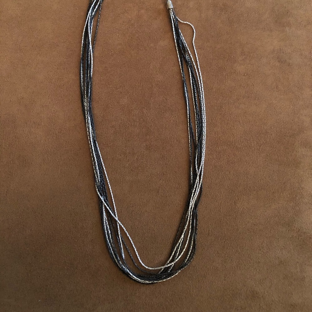Sterling silver/black rhod. sparkle chain necklace